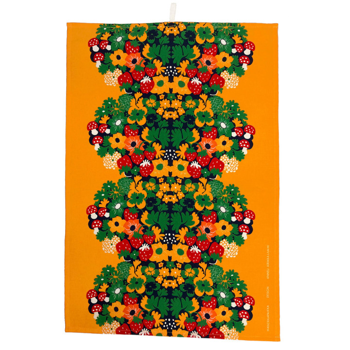 Mansikkapaikka yellow kitchen towel - Printscorpio